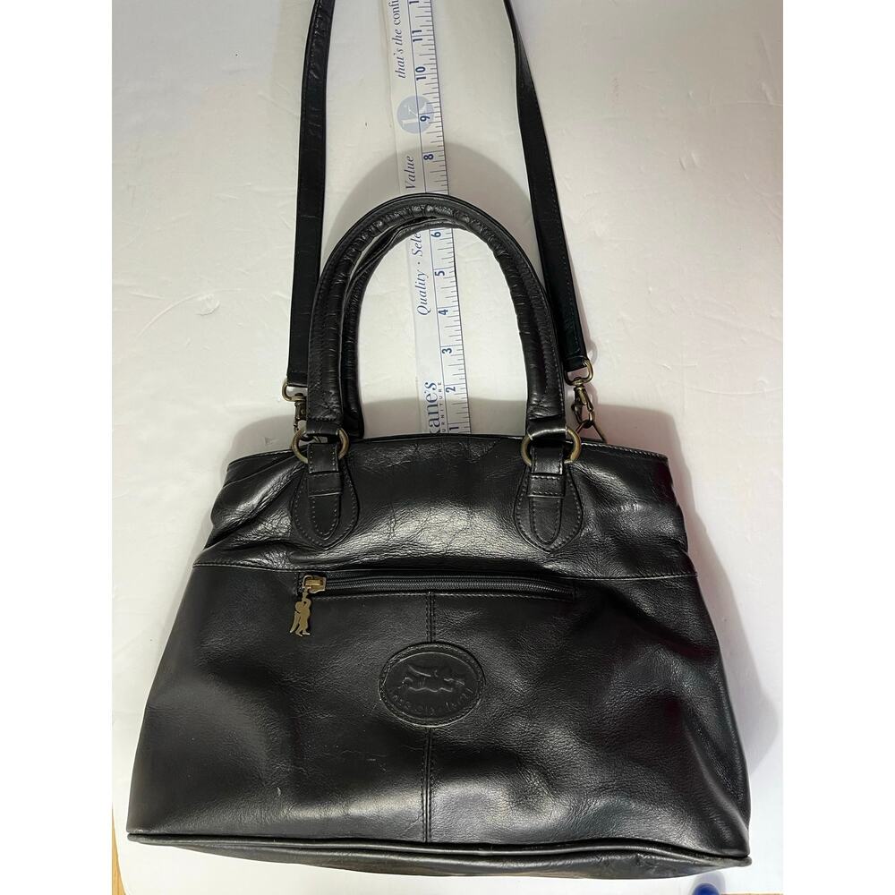 Vintage American Angel Genuine Leather Black Shoulder Bag – Made in Colombia